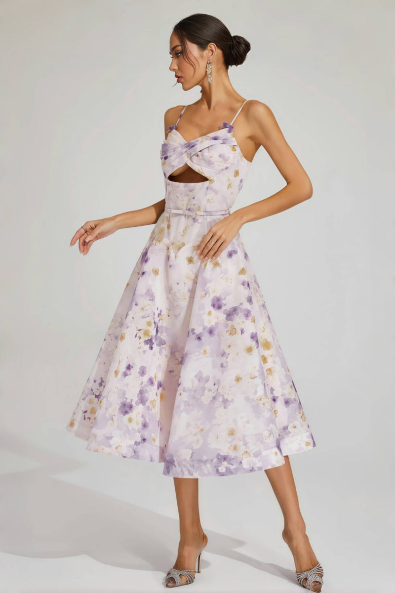 Laurns Purple Holiday Slip Midi Dress