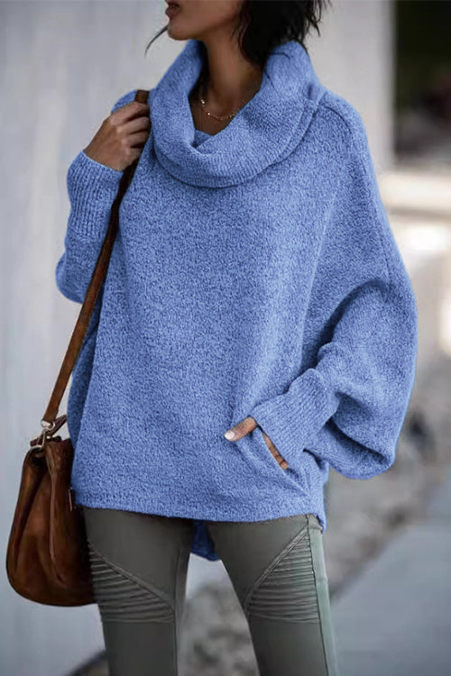 Moxidress Cowl Neck Batwing Sleeves Loose Sweater
