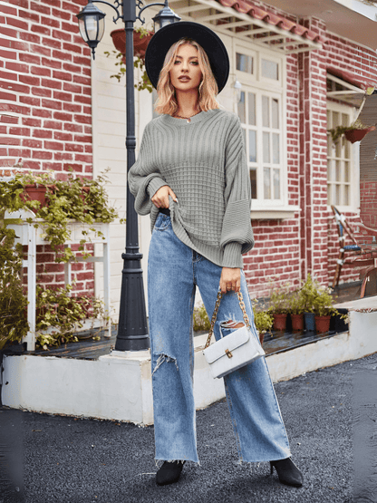 Tahoe Bound Waffle Knit Sweater - Grey