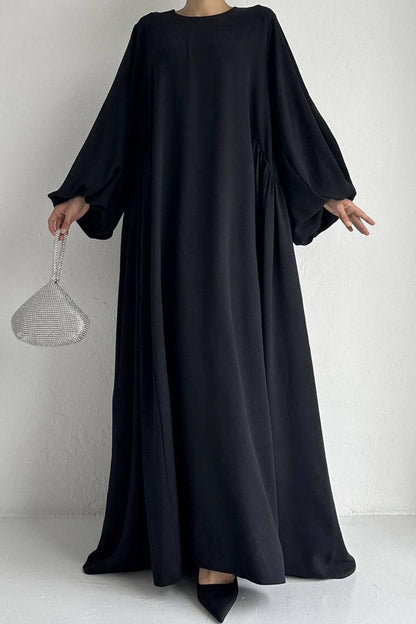 Puff Sleeve Color Maxi Dress