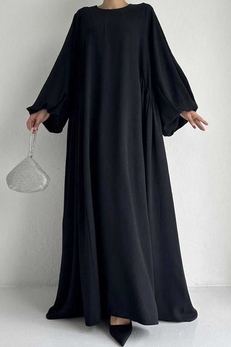 Puff Sleeve Color Maxi Dress