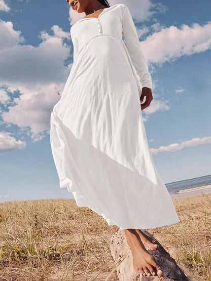Color Button Maxi Dress