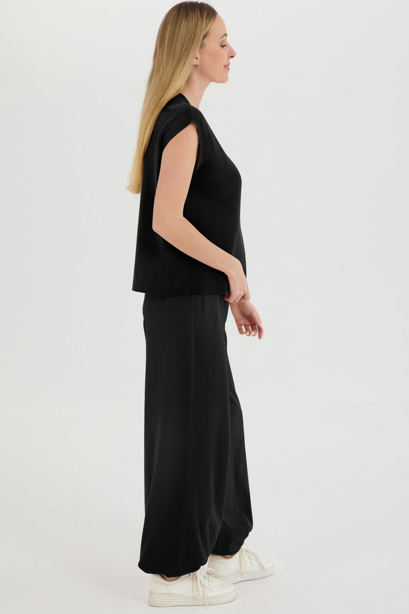 V Neck Knit Tank Top Pants Suits