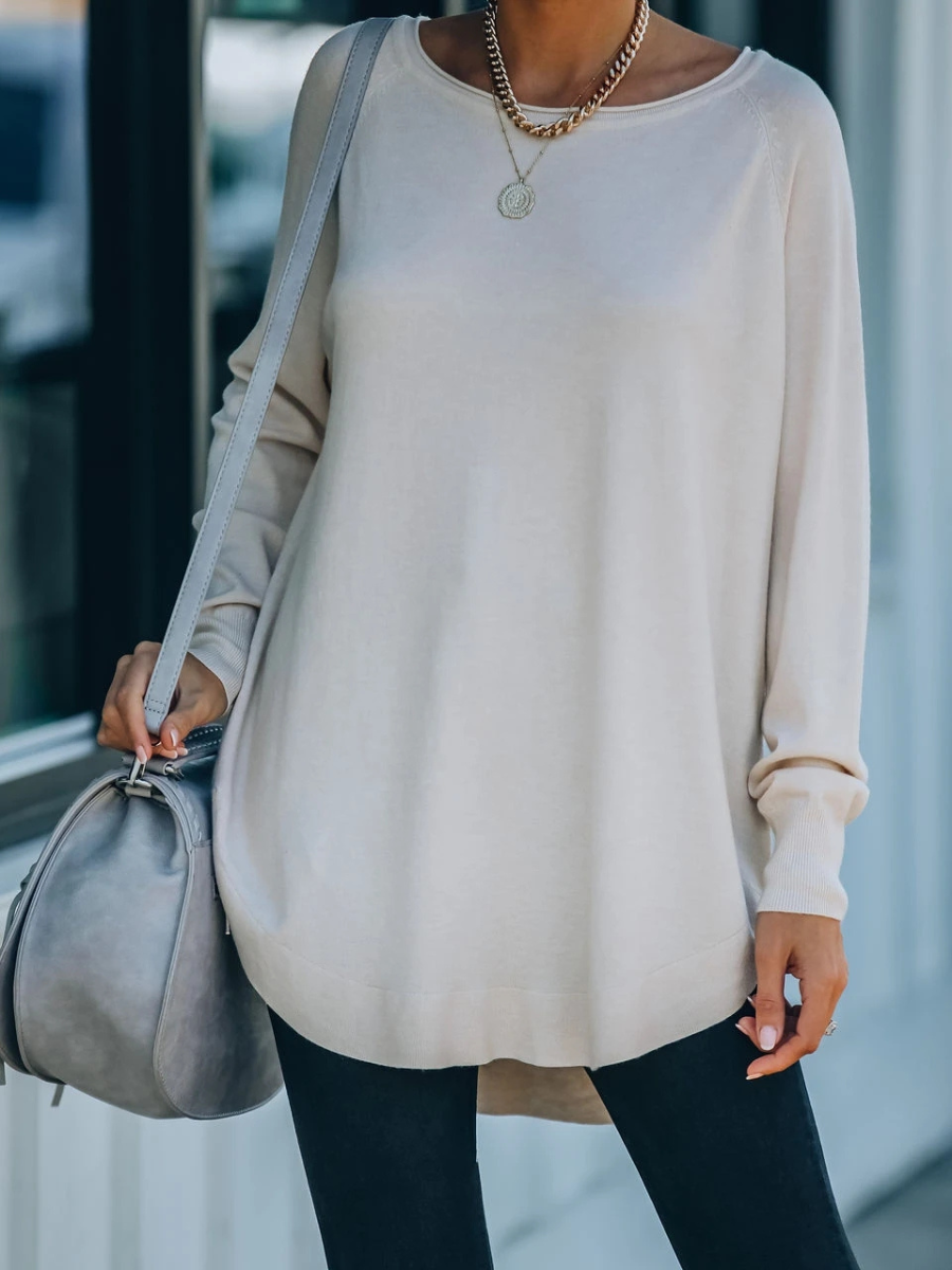 Oversized Collared Down Knit Sweater - Beige