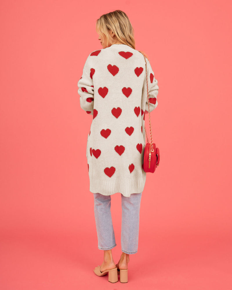 Listen to Your Heart Knit Open Front Cardigan - Beige