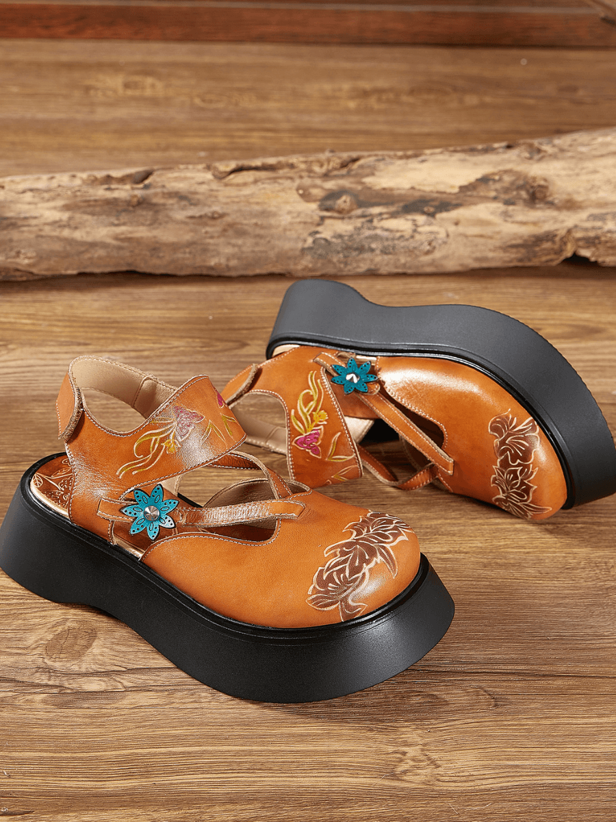 Soffia | Yellow Cut-put Strap Leather Sandal
