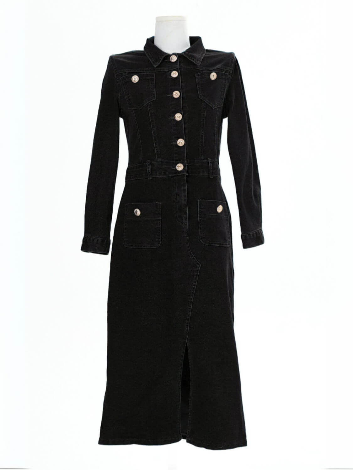 Country Roads Denim Midi Dress - Black