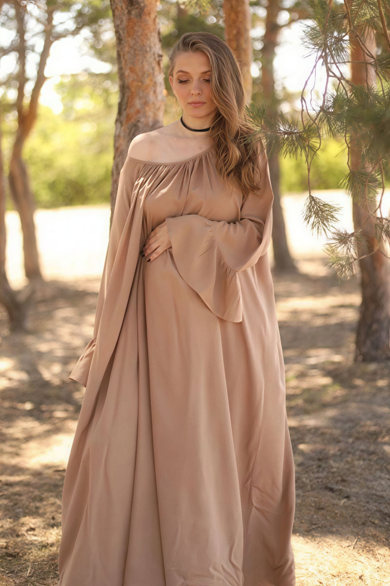 Loose Slouchy Flared Hem Maxi Dress