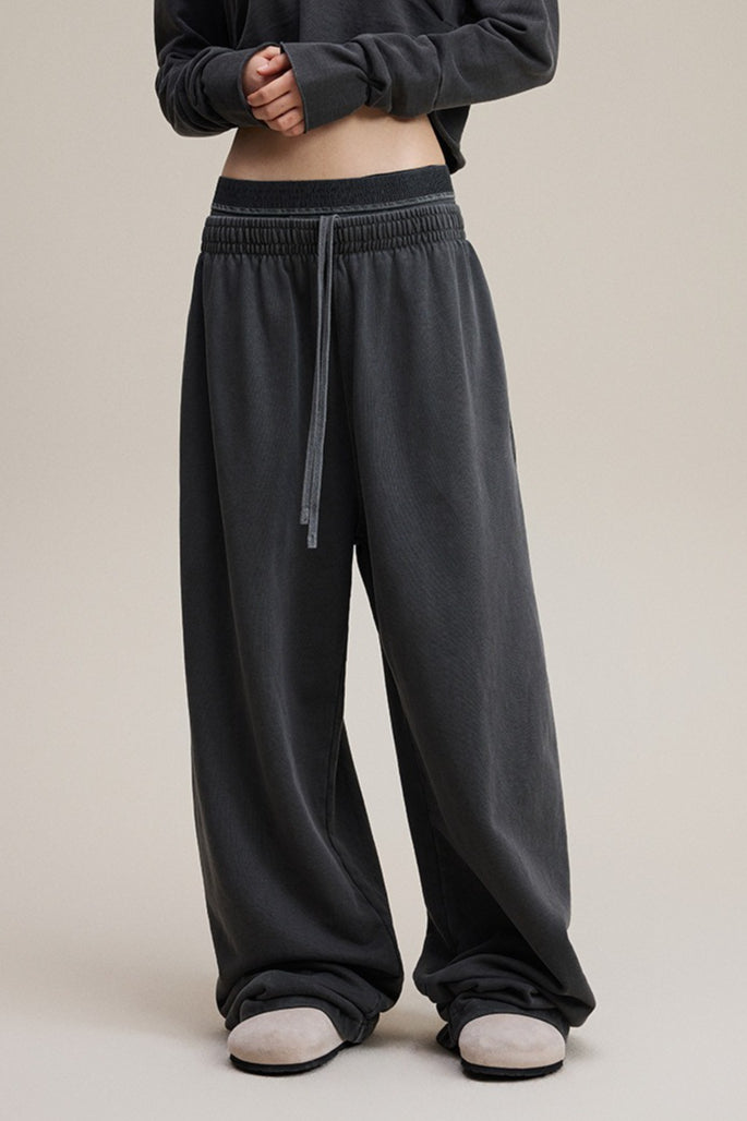 Double Waist Denim Knit Pants