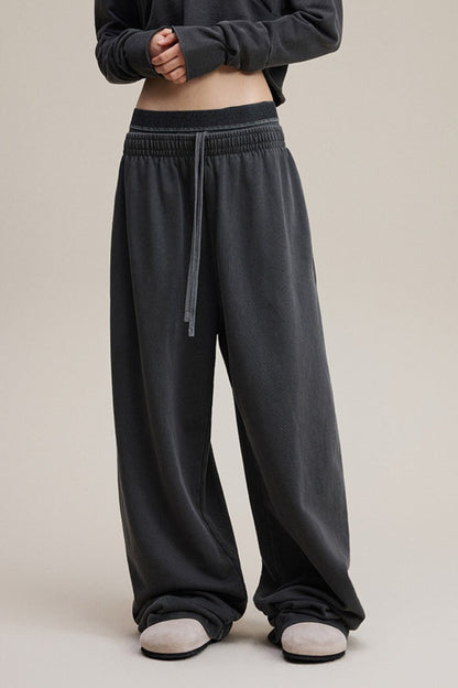 Double Waist Denim Knit Pants