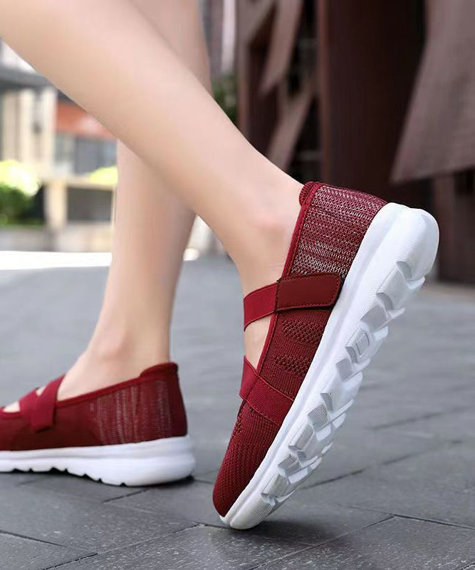 Splicing Flat Shoes Red Comfy Breathable Mesh