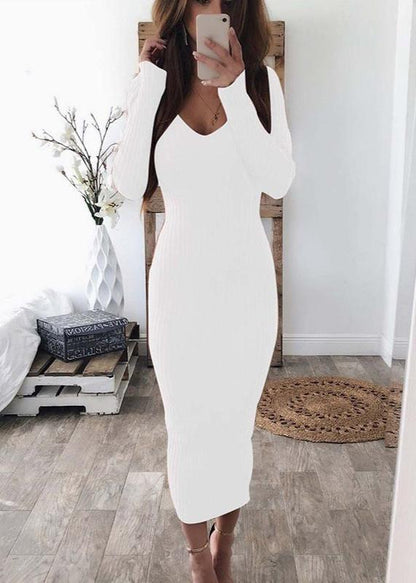 Robbie - Long-sleeve Ribbed Bodycon Dress