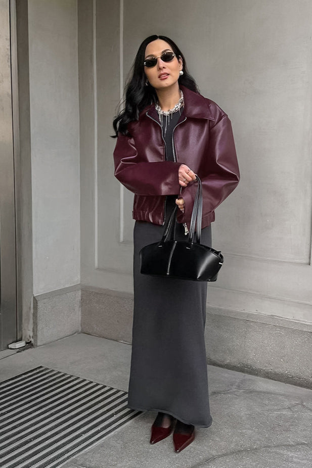 Burgundy Biker Coat