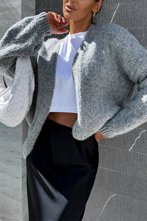 Color Long Sleeve Knitted Cardigan