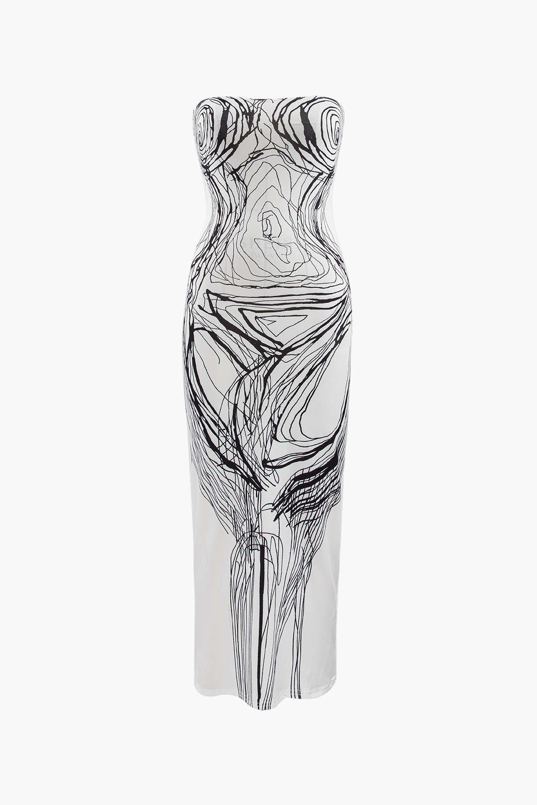 Agatha Print Strapless Midi Dress