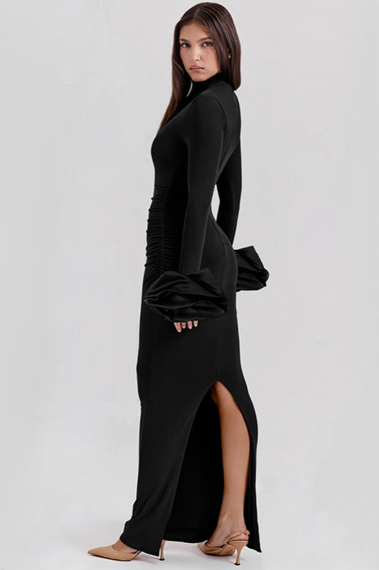 Designer Puff Sleeve Maxi Dress
