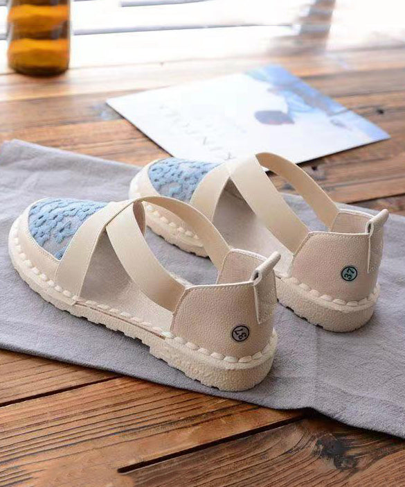 Blue Breathable Mesh Embroidered Splicing Flat Feet Shoes
