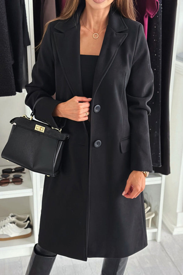 Fashionable Lapel Long Sleeve Single Breasted Loose Coat