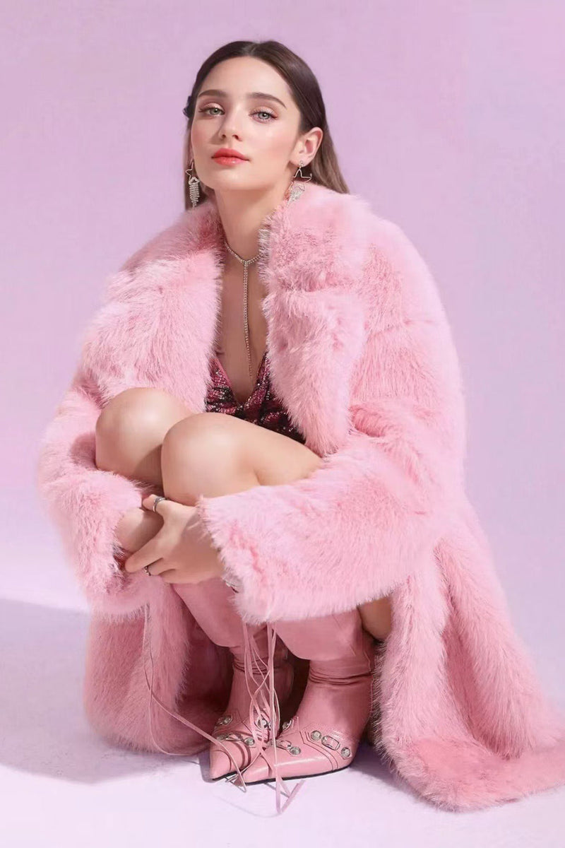 Color Plush Trench Overcoat