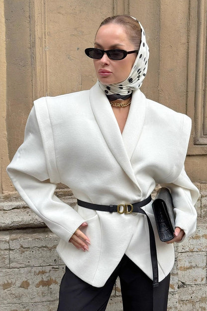 Wool Blend Belted Waist Coat