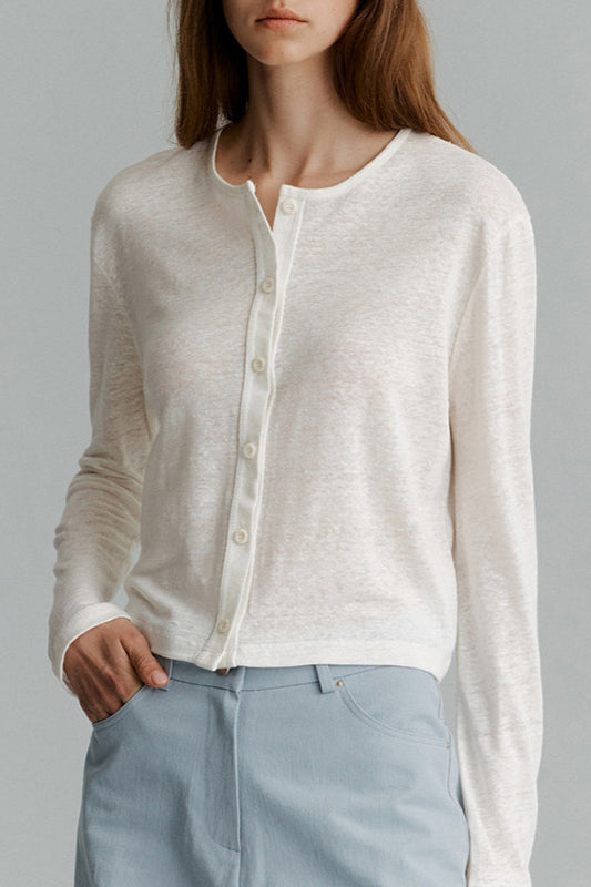 Color Buttoned Knit Cardigan