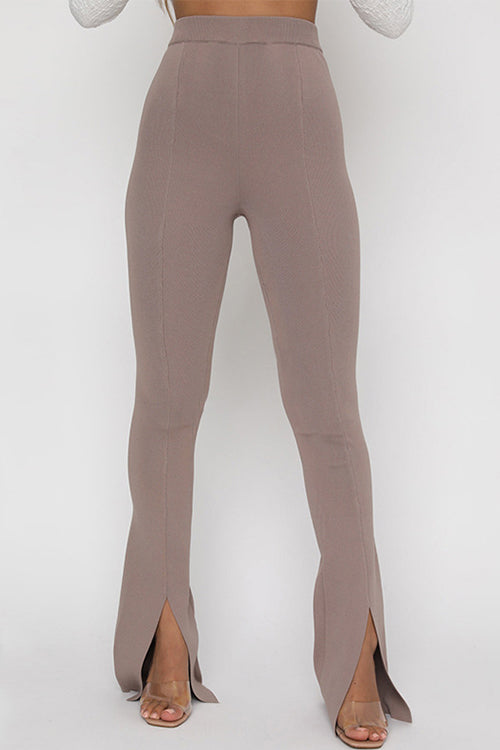 High Rise Slit Bell Bottoms Skinny Pants