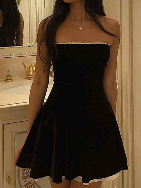 Black Straps Corset Off Shoulder Mini Dress