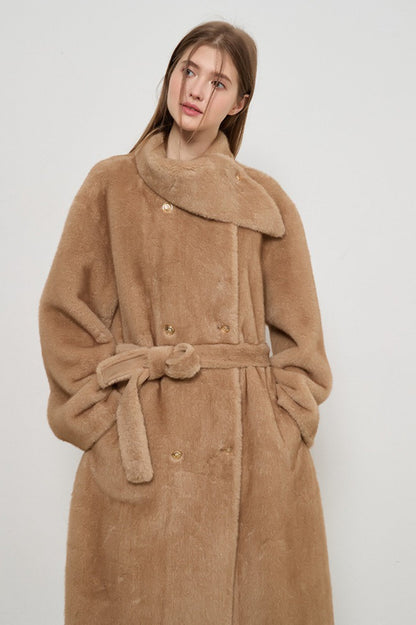 Luxe Faux Fur Tweed Long Lady Overcoat