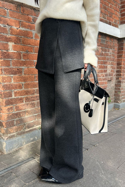 Layered Look Fleece Lined Ruffle Pants
