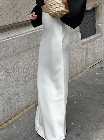 Satin High Rise Mermaid Maxi Skirt