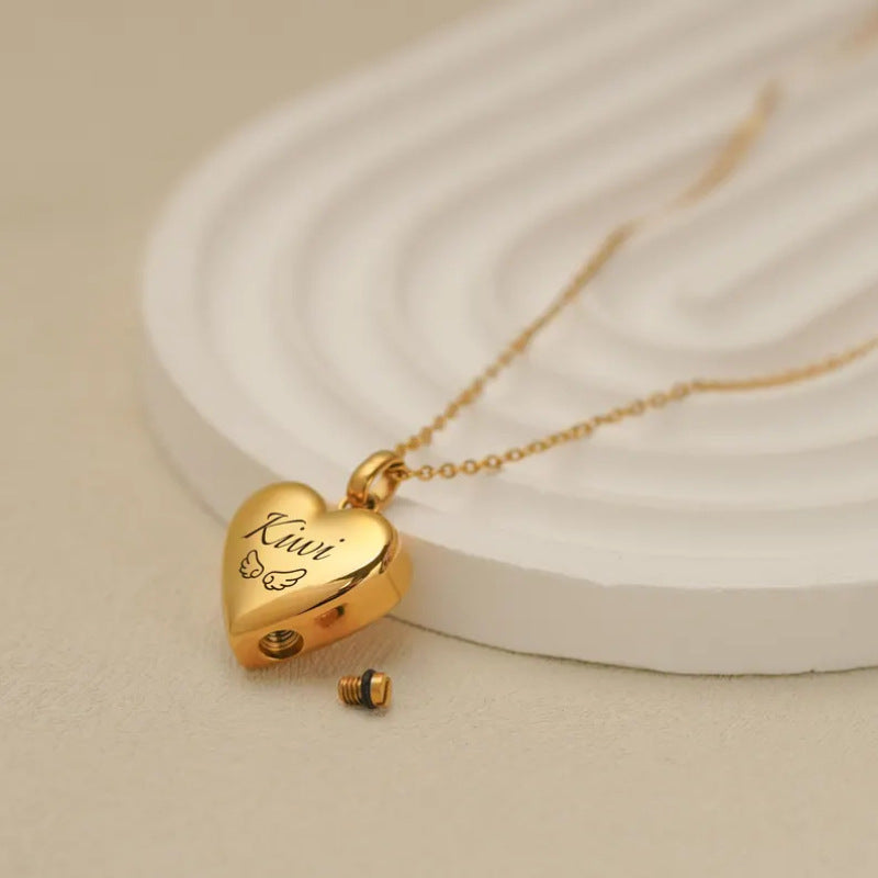 Engraved Gold Heart Necklace