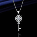 Elegant Silver Crystal Key Pendant