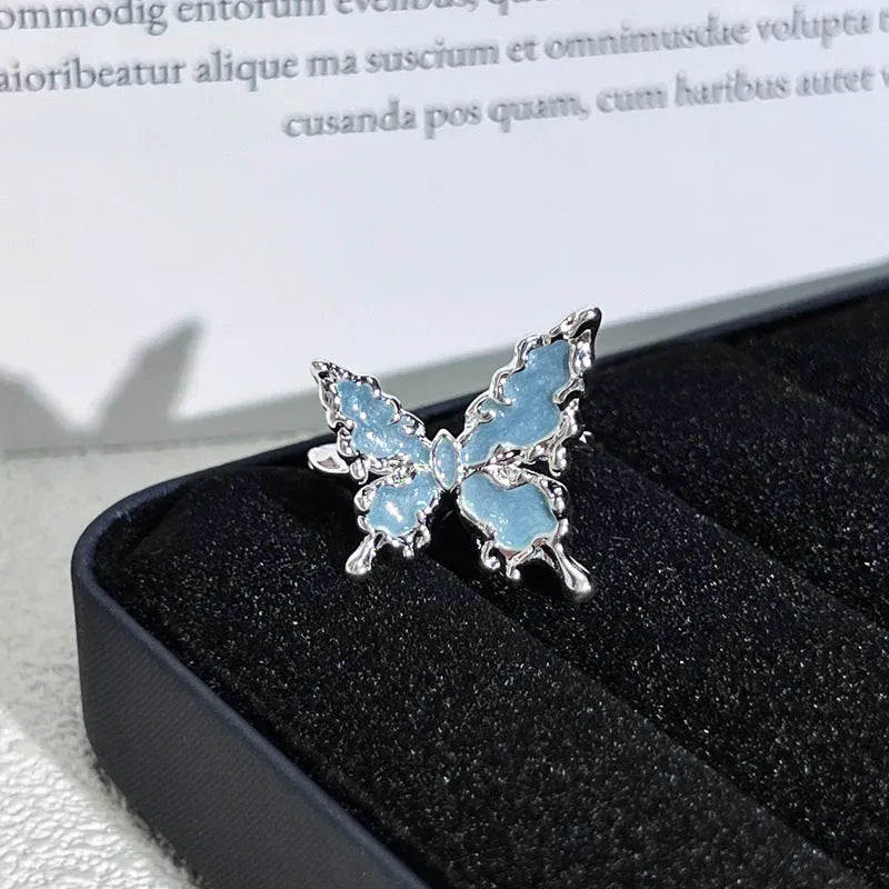 Elegant Aquamarine Butterfly Ring
