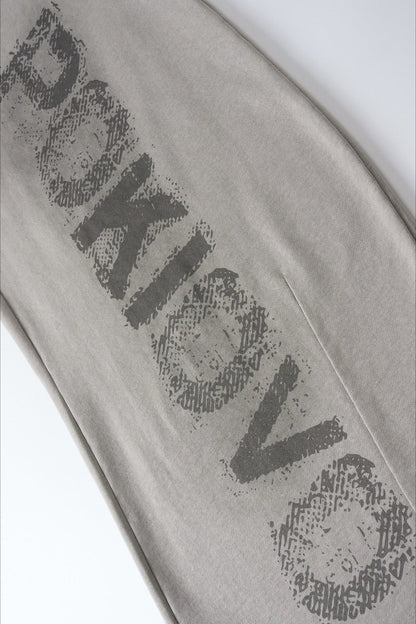 Letter Print Tie Wide Leg Sweat Pants