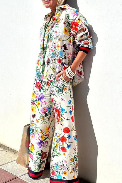 Fabulous Fiesta Satin Unique Print Button Down Oversized Blouse
