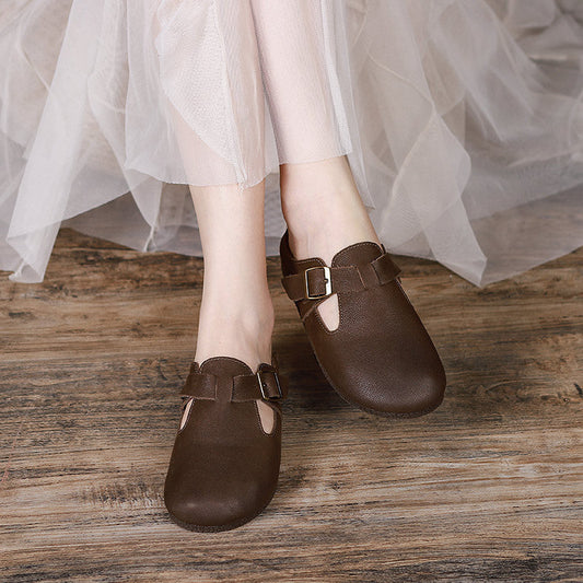 Summer Leather Retro Flat Slippers