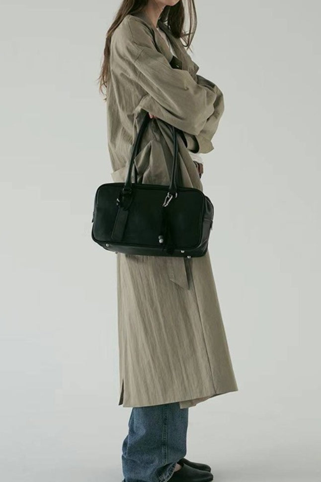 Oversized Stand Collar Long Overcoat