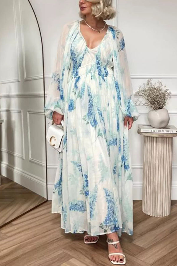 Headed to the Ocean Chiffon Drawstring Waist Maxi Dresses
