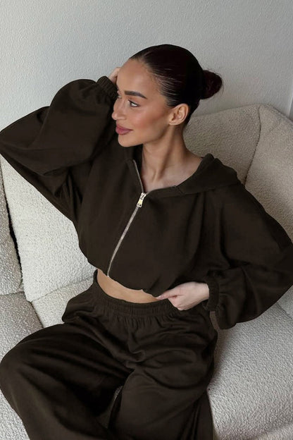 Loose Fit Hoodie Cinched Waist Jogger Pants Set