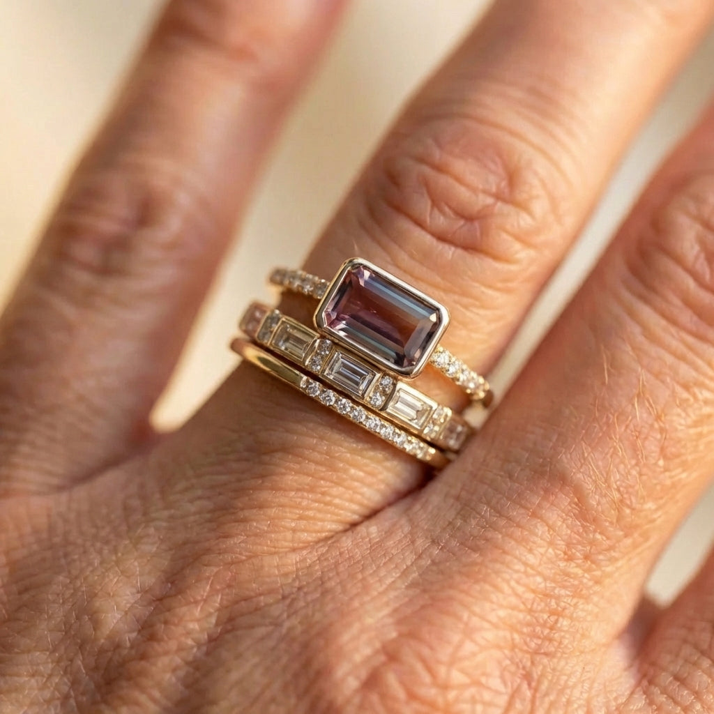 Vintage Bright Glass Ring Set