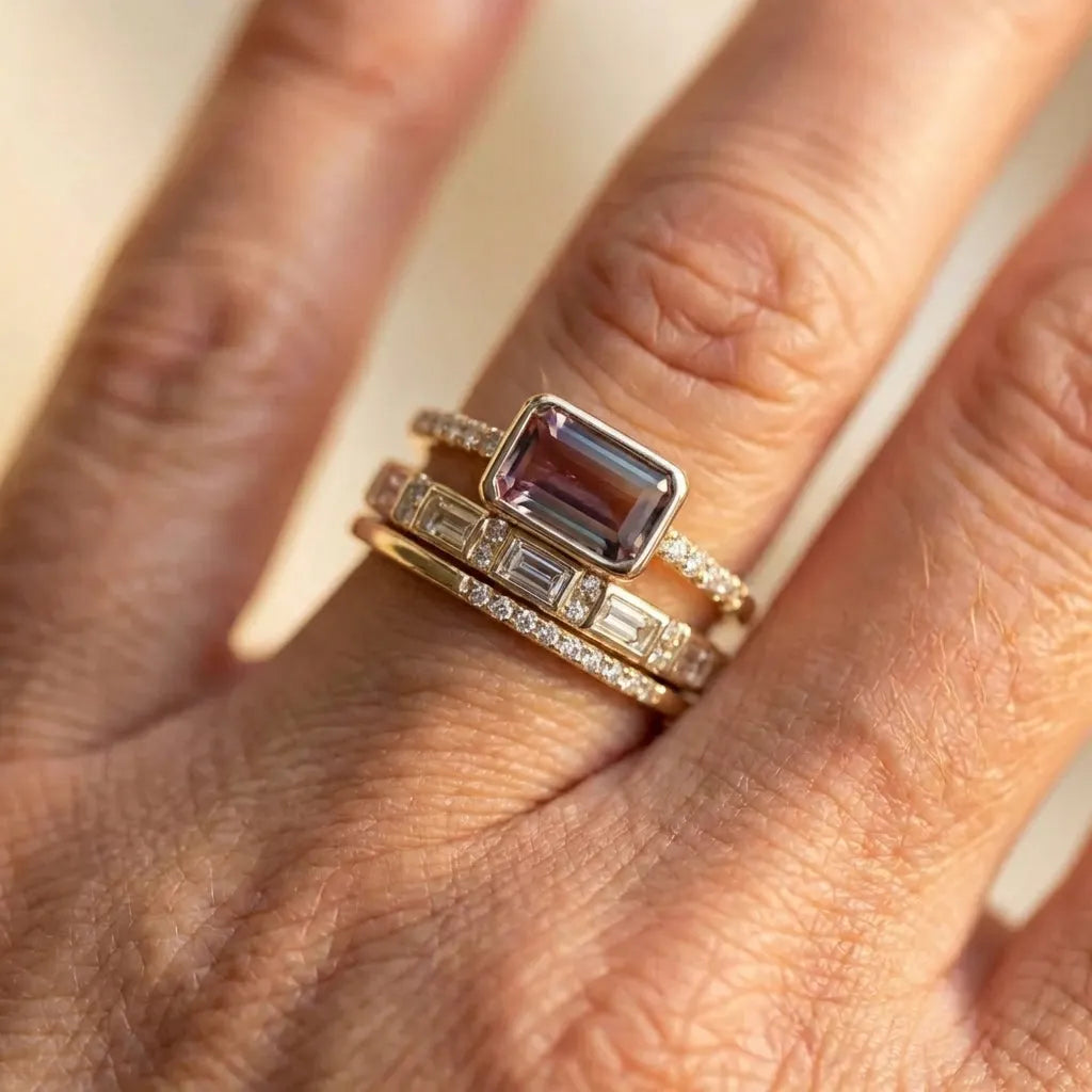 Vintage Bright Glass Ring Set
