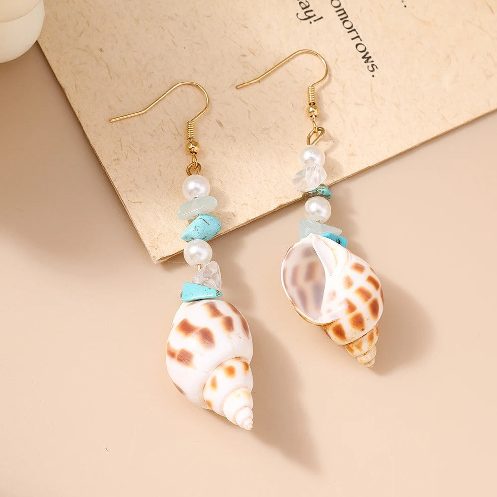 Bohemian Shell Pearl Earrings