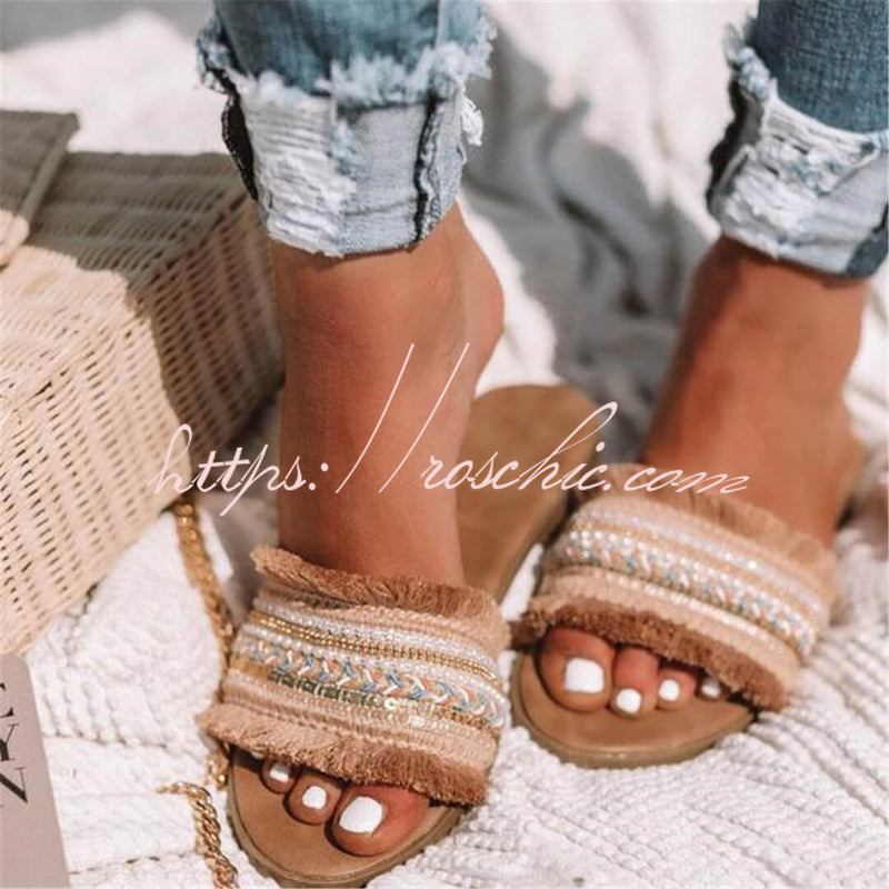 Roman Colorblock Flat Slippers