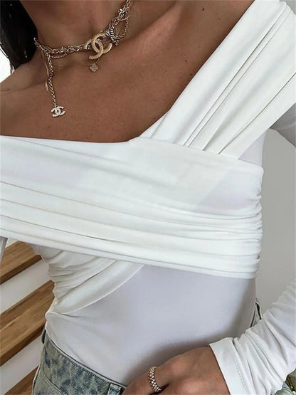V-neck Summer Patchwork T-shirt Cropped Top for Mesh Long Sleeve Off-shoulder Female Y2k Top Tee