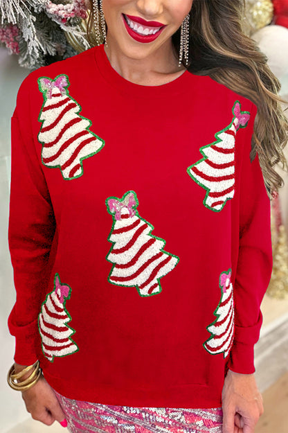 Christmas Tree Sequined Loose Sweatshirt