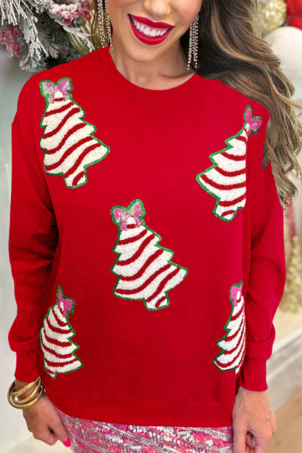 Christmas Tree Sequined Loose Sweatshirt