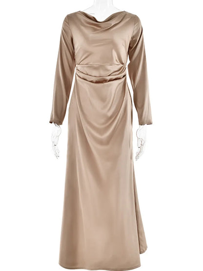 Bodycon Long Sleeve ’s Dress Party Club Evening Dress Female Slim Fit Round Neck Long Dress Autumn New