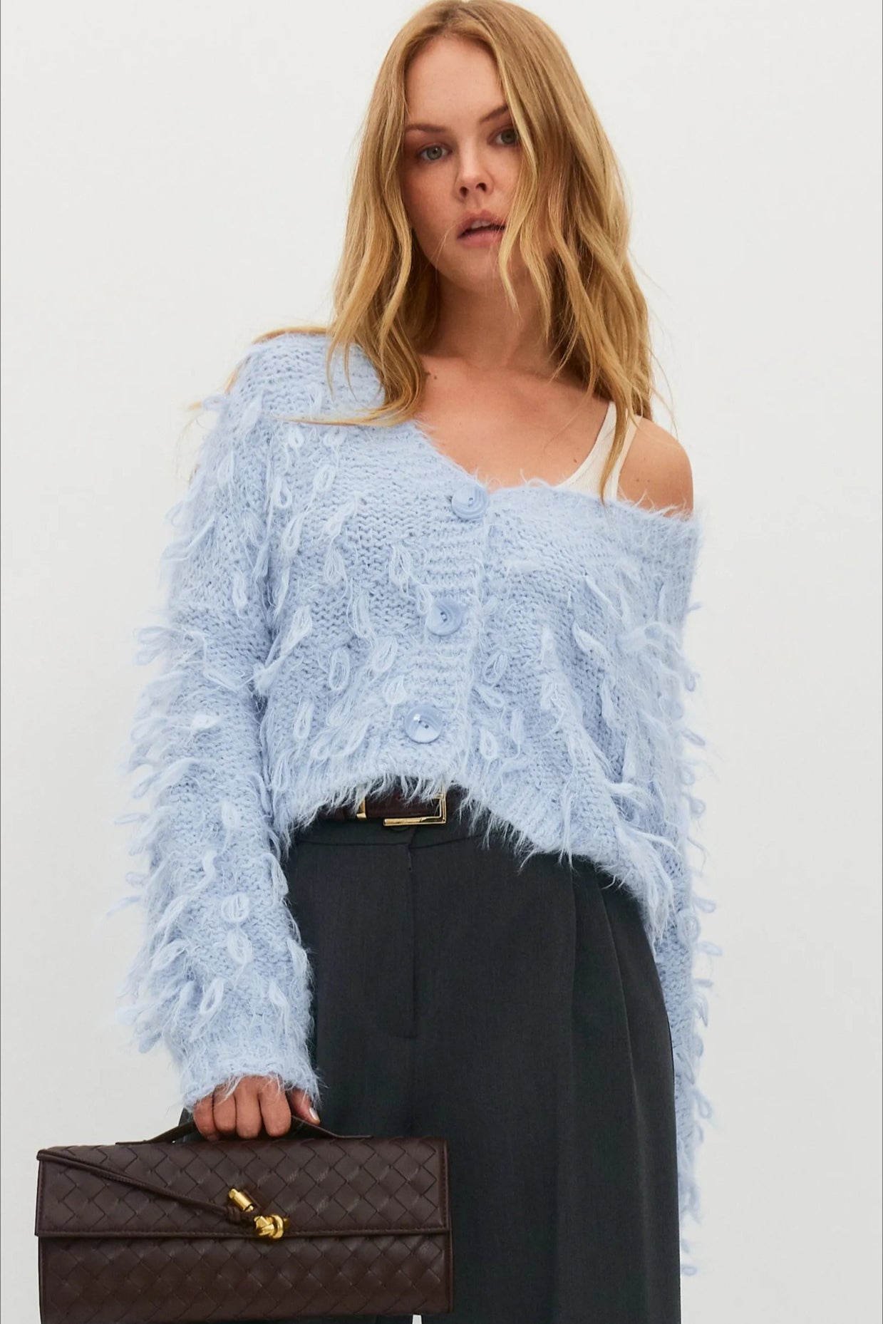 Slouchy V-neck Tasseled Loose Sweater
