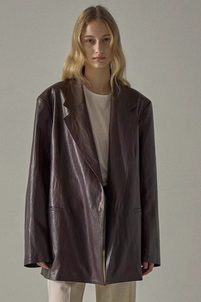 Oversized Pu Blazer Coat