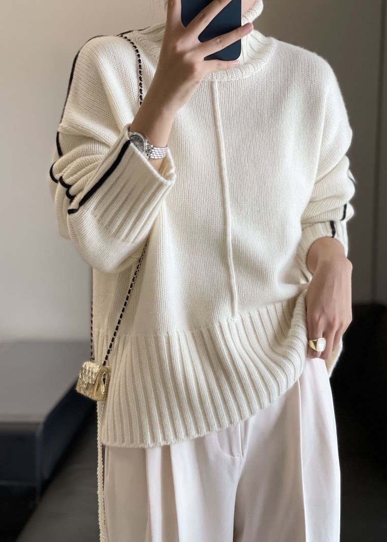 Cozy Luxe - High Collar Pure Wool Knit Sweater